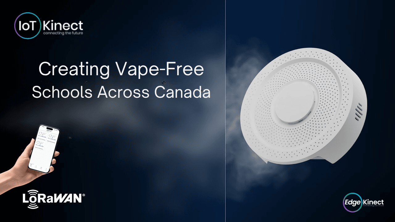 Image of a Vape Sensor with Edgekinect vision mobile app for schools monitoring systems.